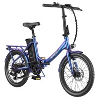 Fafrees F20 Lasting Electric Bike, 250W Motor, 36V 18.2Ah Battery, 20*1.95'' Tires, 25km/h Max Speed, 120km Max Range, Mechanical Disc Brakes, SHIMANO 7 Speed - Aurora Blue