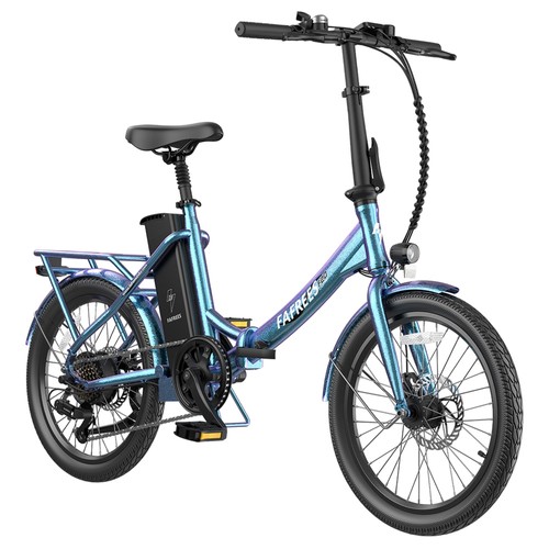 Fafrees F20 Lasting Electric Bike, 250W Motor, 36V 18.2Ah Battery, 20*1.95″ Tires, 25km/h Max Speed, 120km Max Range, Mechanical Disc Brakes, SHIMANO 7 Speed – Radiant Teal