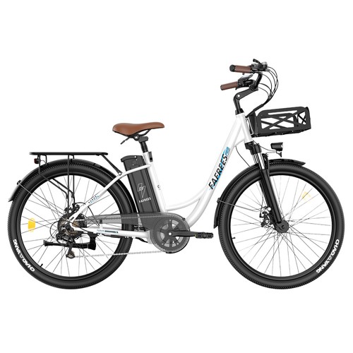 Fafrees F26 Lasting Electric Bike, 250W Motor, 36V 20.3Ah Battery, 26*1.95” Tires, 25km/h Max Speed, 140km Range, SHIMANO 7 Speed, Mechanical Disc Brakes, 2.3-inch LCD Display – White