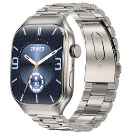 T15 Plus Curved Full Touch Screen Smartwatch Silver Steel Strap