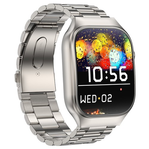 T15 Plus Gebogene Smartwatch mit Volltouchscreen und silbernem Stahlarmband