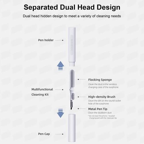Hagibis Multifunktionales Reinigungswerkzeug, Tastatur-Reinigungsbürste, Kopfhörer-Reinigungsstift - Weiß