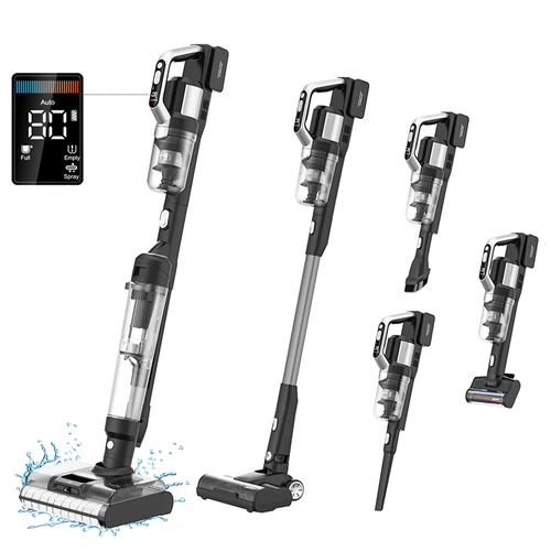 JIMMY PW11 Pro Max 5-in-1 Cordless Vacuum & Washer, 460W Strong Power, Double Cleaning, Hot Air Fast Dry, LED Screen, 180° Lay Flat Design, Dual Roller Brushes, For Hard Floors, Pet Hair and the Whole House, Silver-Black Color