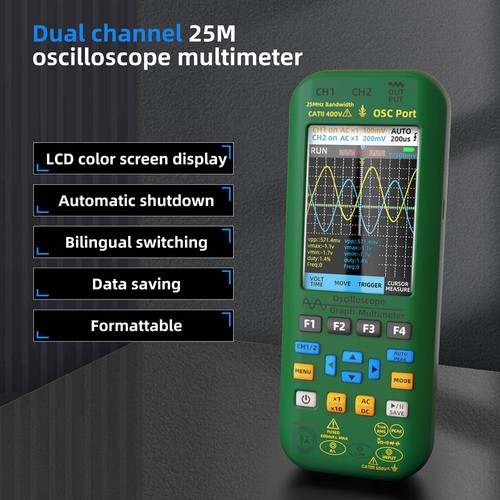 BSIDE O7 3 i 1 Oscilloskop Multimeter Grön