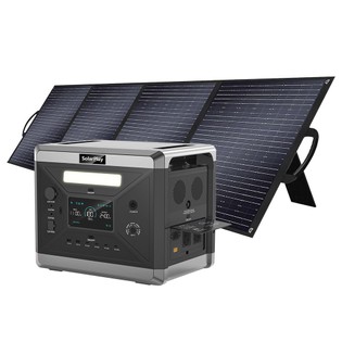 SolarPlay Q2501 Portable Power Station + SolarPlay T200 Solar Panel, 2400W/2160WH LiFePO4 Battery, 12 Output Ports, Fully Charged in 1.5 Hours, 4 Charging Method