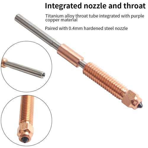 FYSETC 0,4 mm integrerat munstycke och hals för Creality K1/ K1 Max/ K1C/ Ender-3 V3 3D-skrivare