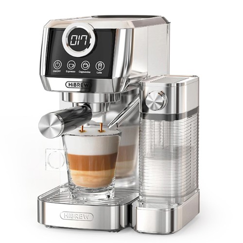 HiBREW H13A 3 in 1 Semi Automatic Coffee Machine, 6 Coffee Modes, 20Bar Extraction Pressure, 1.3L Removable Water Tank, 51mm Aluminum Alloy Handle, Dual Boiler System, 3 Adjustable Temperature Levels