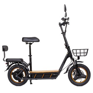 KuKirin C1 Pro Electric Scooter, 500W Motor, 48V 26Ah Battery, 14-inch Pneumatic Tire, Max 100km Range, One-click Folding, Rear Seat & Front Storage Basket, Solid wood pedal, Rearview Mirror Turn signal light - Black