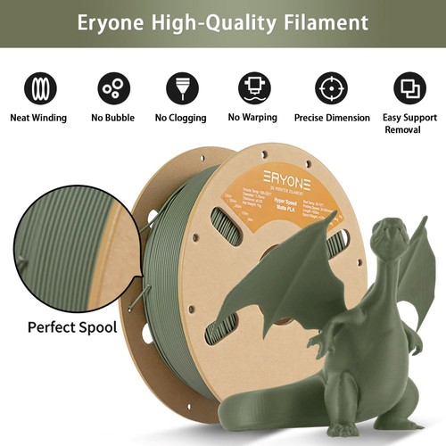 5 kg ERYONE Mattes Hyper PLA-Filament – (1 kg Olivgrün, 1 kg Grau, 1 kg Marineblau, 1 kg Weiß, 1 kg Schwarz)