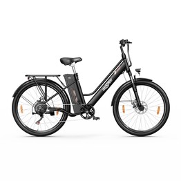 ONESPORT OT18 City Electric Bike 26*2.35 inch wide Tires 250W Motor 25km/h 36V 14.4Ah Big Battery up to 100km Max Range Shimano 7-speed Front Shock-absorbing fork 25 Degree Climbing Bluetooth APP