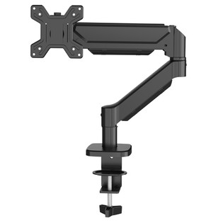 M252 Gas Spring Single Monitor Stand for 13-32 inch Screens, 360° Swivel, Adjustable Height, ± 45° Tilt, VESA 75x75/100x100mm, C-Clamp & Grommet Installation