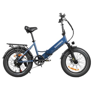 SAMEBIKE LOTDM200-II Folding Electric Bike, 750W Motor, 48V 13Ah Battery, 20*4.0 Inch Fat Tire, 40km/h Max Speed, 80km Range, Dual Suspension System, Mechanical Disc Brakes, NFC Smart Display, Shimano 7 Speed – Blue