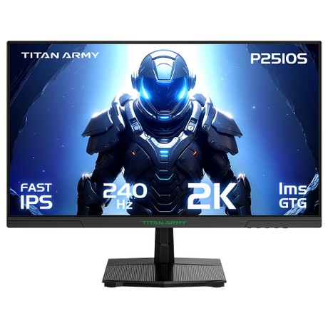 TITAN ARMY P2510S Gaming Monitor, 24.5'' 2560*1440 QHD FAST IPS Screen, 240Hz Refresh Rate, 1ms GTG, 95% DCI-P3, HDR10, Adaptive-Sync, Dynamic OD, Game Rush Mode, PIP & PBP Display, Versatile Picture Modes, Low Blue Light, VESA Wall Mounting