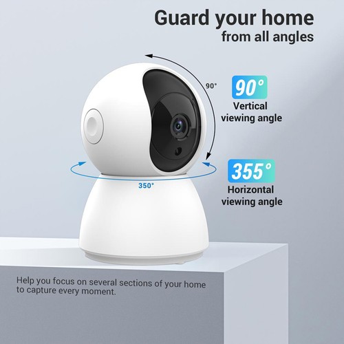 OEMG Caméra USB, caméra intérieure sans fil WiFi à 360 degrés, caméra
