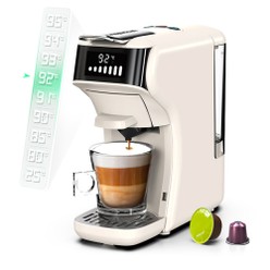 HiBREW H1B 6 az 1-ben kapszulás kávéfőző, 600 ml-es víztartály, 19 bar nyomású extrakció, hideg/meleg mód, LED kijelző, Kcup*/Nes*/DG*/Eszpresszóporhoz, bézs