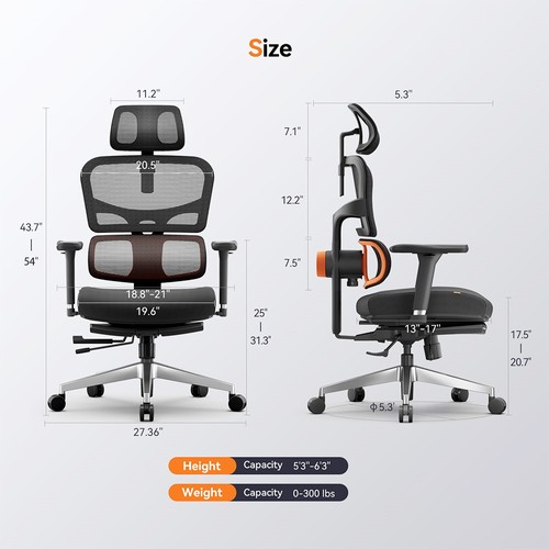 Chaise De Bureau Ergonomique TRALT Noir/argent Avec Support Lombaire