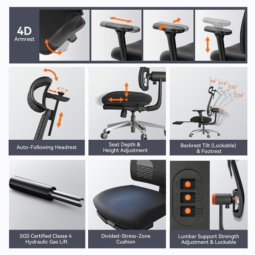 NEWTRAL MagicH-BPro Ergonomic Chair with Footrest