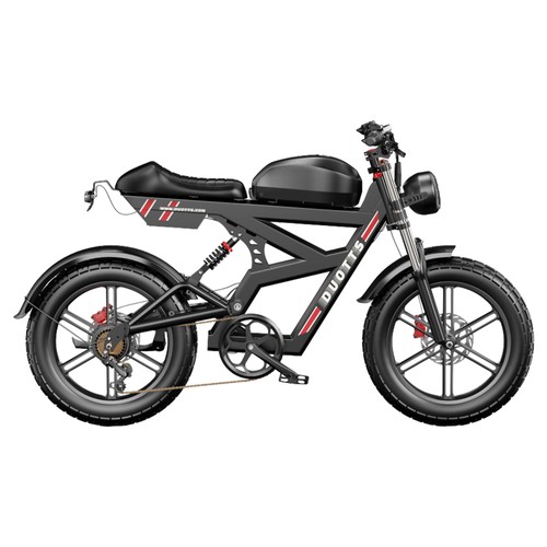 DUOTTS F20 Electric Bike 750W Motor 52V 27Ah Battery 20*4.0 Inch Fat Tire 50km/h Max Speed up to 120km Range with Full Suspension, Spring Shock Absorption, Hydraulic Disc Brakes – Black