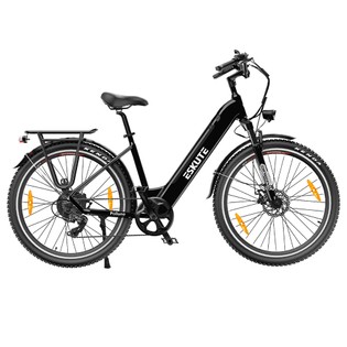 ESKUTE ES-28-LJ Electric Bike, 250W Motor, 36V 20Ah Battery, 28*1.75′ Tires, 25km/h Max Speed, 120km Range, SHIMANO 7-speed, Hydraulic Suspension Front Fork – Black