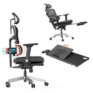 NEWTRAL NT002 Ergonomic Chair with Detachable Workstation Desktop, Adaptive Lower Back Support with Footrest, 4 Recline Angle, Adjustable Backrest Armrest Headrest, 5 Positions to Lock, Aluminum Alloy Base – Pro Version