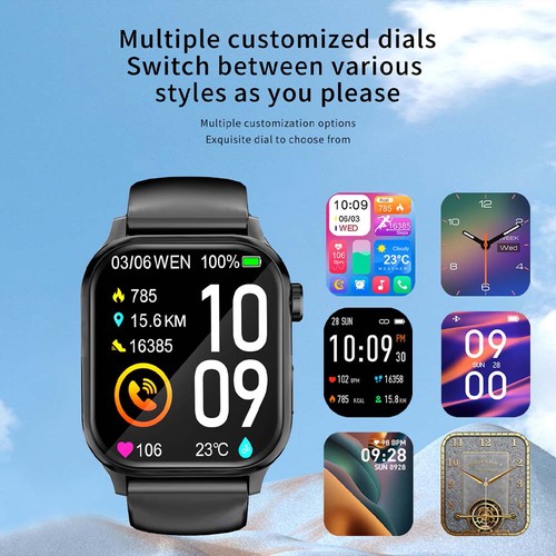 G93 Smartwatch Health Tracker, 1,85-Zoll-Touchscreen, Bluetooth-Telefonanruf, 24-Stunden-Herzfrequenzüberwachung, 100 Sportmodi
