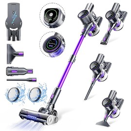 SmartAI P40 Cordless Vacuum Cleaner Powerful 33KPa Strong Suction Power 6 Layer Filtration 1.3L 6 in 1 Electric Broom for Floor Carpets Pet Hair