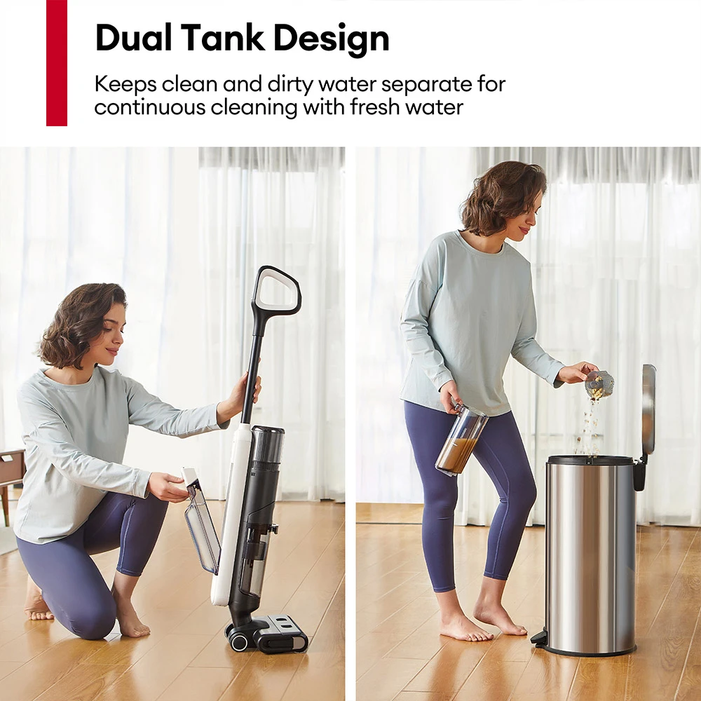 Ultenic AC1 Elite a woman cleaning a vacuum