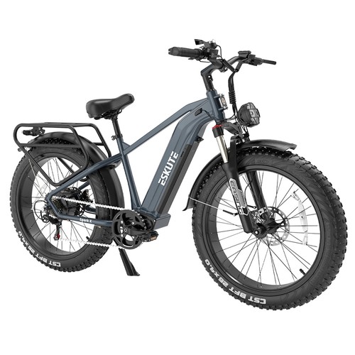 ESKUTE ES-26-YWXD Electric Bike, 750W Motor, 48V 20Ah Battery, 26 x 4.0″ Tires, 45km/h Max Speed, 110km Range, Hydraulic Disc Brakes  SHIMANO 7 Speed, LCD Display – Grey