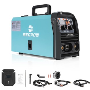 Mecpow MIG120 Gasless Welder, 110/220V, MIG/MMA/LIFT TIG 3 in 1, Overheating/ Overcurrent/ Overload/Over-Voltage Protection, LCD Display