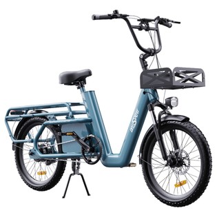 ONESPORT OT01 Electric Cargo Bike, 650W Motor, 48V 27Ah Battery, 20*2.6-inch Tire, 25km/h Max Speed, 100km Max Range, Hydraulic Disc Brakes, Front Suspension Fork - Blue