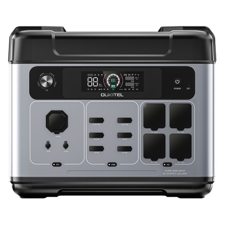 OUKITEL P2001 Plus Portable Power Station, 2400W AC Output, 2048Wh LiFePO4 Battery, 13 Outlets, 80% Charge in 1Hr, Smart APP Control, Adjust at 400W/800W/1200W/1800W, 2000W UPS < 10ms, Max. 500W Solar Input, IP54 Dust-Proof & Splash-Proof
