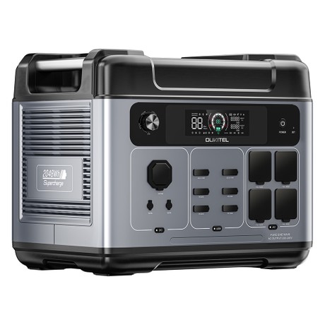 OUKITEL P2001 Plus Portable Power Station, 2400W AC Output, 2048Wh LiFePO4 Battery, 13 Outlets, 80% Charge in 1Hr, Smart APP Control, Adjust at 400W/800W/1200W/1800W, 2000W UPS < 10ms, Max. 500W Solar Input, IP54 Dust-Proof & Splash-Proof