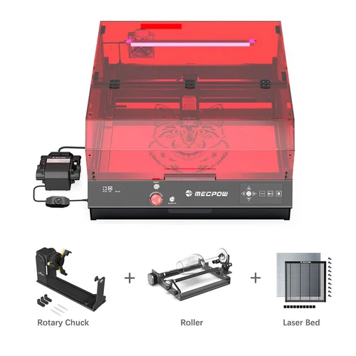 Mecpow X4 Pro 22W Laser+Rotary Roller+Claw Disc Rotary Chuck+Bed (Geekbuying Poland)