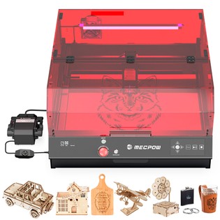 Mecpow X4 Pro 22W FDA Class 1 Laser Engraving Machine, Built-in Camera, 22000mm/min Speed, 0.08x0.1mm Laser Spot, Emergency Stop, Offline Work, Protective Cover & Integrated Air Assist, Support LightBurn/ LaserGRBL/ MKSLaser, 410*400mm