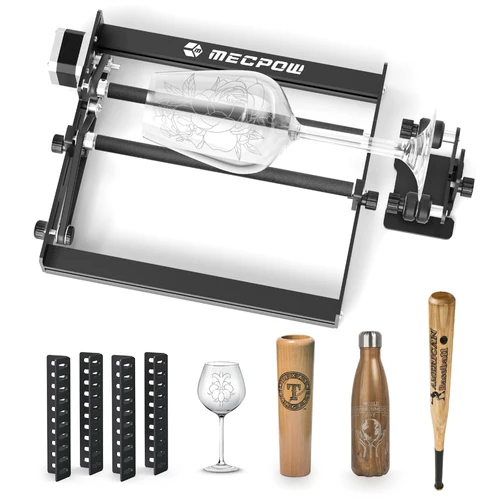 Mecpow G3 Pro Rotary Roller with Risers, 360 Degrees Engraving for Cylindrical Objects