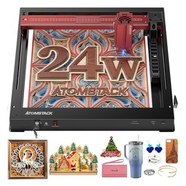 ATOMSTACK A24 PRO 24W Laser Engraver Cutter Fixed Focus 0.02mm Engraving Precision 600mm/s Engraving Speed 32-bit Motherboard Cross Laser Positioning App Control Unibody Frame 365x305mm