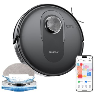 Proscenic Q8 Robot Vacuum and Mop Combo, 4200 Pa Suction, LiDAR Nav, 200min Runtime, Automatic Self-Charging, APP Control, 350ml Dustbin, 250ml Water Tank, for Indoor Floor, Pet Hair, Carpet