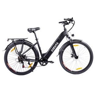 ESKUTE ES-28-SDXK Electric Bike, 250W Motor, 36V 20Ah Battery, 28*1.75-inch Tires, 25km/h Max Speed, 120km Range, Disc Brakes, Suspension Front Fork, SHIMANO 7-speed - Black