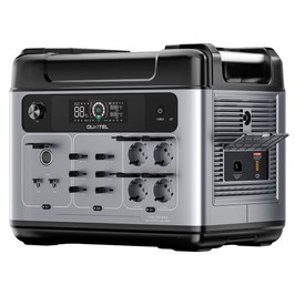 OUKITEL P2001 Plus Station d'alimentation portable, sortie CA 2400 W, batterie LiFePO4 2048 Wh, 13 prises, charge à 80 % en 1 heure, contrôle intelligent par application, réglage à 400 W/800 W/1200 W/1800 W, onduleur 2000 W < 10 ms, entrée solaire max. 500 W, IP54 résistant à la poussière et aux éclaboussures