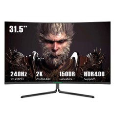 TITAN ARMY C32C1S 1500R Curved Gaming Monitor 31.5-inch 2560*1440 HVA Fast Panel 240Hz Refresh Rate 1ms GTG Adaptive Sync HDR400 99% sRGB Game Plus Mode Support PIP & PBP Display Low Blue Light