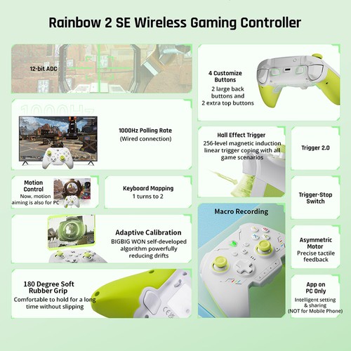 BIGBIG WON Rainbow 2 SE Game Controller Grön