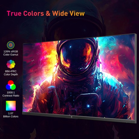 KTC Q24T09 Gaming Monitor, 24-inch 2560*1440 16:9 Fast IPS Screen, 180Hz Refresh Rate, FreeSync & G-Sync, 126% sRGB, HDR Support, Low Blue Light, Wall Mount Support &Tilt Adjustment, 2 x HDMI2.0, 2 x DP1.4, 1 x Earphone Jack