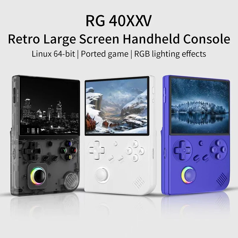 ANBERNIC RG40XXV Game Console White 64GB HDMI Cable Bag Black