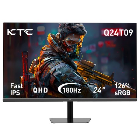 KTC Q24T09 Gaming-Monitor, 24 Zoll 2560 x 1440 16:9 Fast IPS-Bildschirm, 180 Hz Bildwiederholrate, FreeSync & G-Sync, 126 % sRGB, HDR-Unterstützung, schwaches blaues Licht, Wandmontageunterstützung und Neigungseinstellung, 2 x HDMI 2.0, 2 x DP1.4, 1 x Kopfhöreranschluss