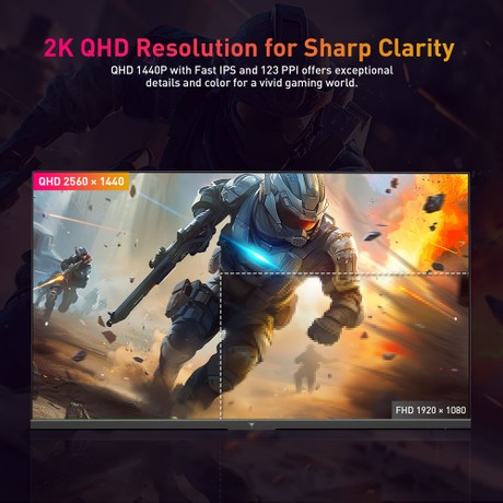 KTC Q24T09 Gaming-Monitor, 24 Zoll 2560 x 1440 16:9 Fast IPS-Bildschirm, 180 Hz Bildwiederholrate, FreeSync & G-Sync, 126 % sRGB, HDR-Unterstützung, schwaches blaues Licht, Wandmontageunterstützung und Neigungseinstellung, 2 x HDMI 2.0, 2 x DP1.4, 1 x Kopfhöreranschluss