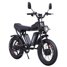 Ridstar Q20 Pro Vélo électrique tout-terrain, pneus larges de 20 x 4,0 pouces, moteur 1000 W x 2, batterie double 52 V 20 Ah, vitesse maximale de 55 km/h, autonomie maximale de 288 km, charge maximale de 150 kg, étanchéité IP65, double frein à disque hydraulique