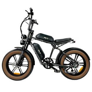 PVY X20 Electric Bike 1000W Motor 1440Wh (48V 15Ah+15Ah) Dual-battery 20*4.0'' Fat Tire 50km/h 200km Max Range Hydraulic Disc Brake  Adjustable Front Suspension and Rear Shock SHIMANO 7-Speed Color LCD Display Aluminum Frame - Black