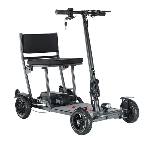 Freejoyer F7 Plus Elektroroller mit vier Rädern und Sitz, 300-W-Motor, 36-V-21-Ah-Akku, 15 km/h Höchstgeschwindigkeit, 35 km maximale Reichweite – Grau