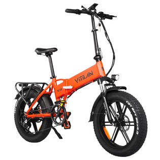 Vitilan V3 Electric Bike, 750W Brushless Motor, 48V 13Ah Battery, 20*4'' Fat Tires, 70km Range, Disc Brakes, Shimano 7 Speed, LCD Display - Orange