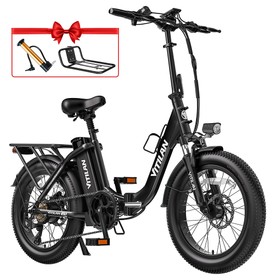 Vitilan U3 Electric Bike 750W Motor 48V 13AH Battery 20*4.0-inch Tires 45km/h Max Speed 65km Max Range Mechanical Disc Brake Suspension Front Fork Shimano 7 Speed LCD Display - Black